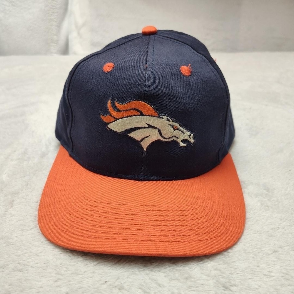 Vintage Denver Broncos Logo 7 Hat Cap Snap Back Mens Blue Orange NFL Football